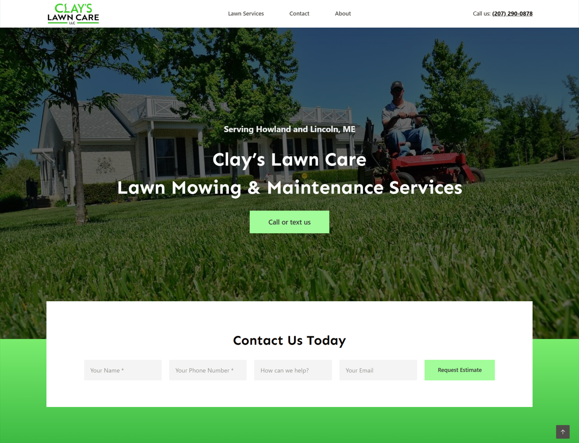 Screenshot of a restaurant website